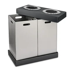 Plastic Trash & Recycling Bin Combo, 28 Gallon, Black (471-02-BLK)<Alpine Industries Online