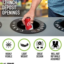 Plastic 2-Compartment Indoor Trash Can and Recycling Bin, 28 Gal., Black, 2/Pack (471-02-BLK-2PK)<Alpine Industries Hot