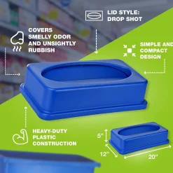 Plastic Indoor Slim Trash Can with Lid, 23 Gallon, Multicolored, 3/Pack (477-PKD1)<Alpine Industries