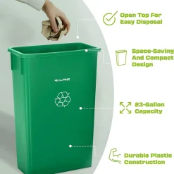 Plastic Indoor Slim Trash Can with Lid, 23 Gallon, Multicolored, 3/Pack (477-PKD1)<Alpine Industries
