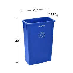 Polypropylene Commercail Indoor Trash Can with Slotted Lid, 23-Gallon, Blue, 2/Pack (ALP477-R-BLU-PKG3-2)<Alpine Industries Online