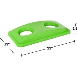 Polypropylene Trash/Recycling Can with Slotted Lid and Dolly, 23-Gallon, Lime Green (ALP477-LGRN-3PKD)<Alpine Industries Clearance