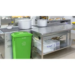 Polypropylene Trash/Recycling Can with Slotted Lid and Dolly, 23-Gallon, Lime Green (ALP477-LGRN-3PKD)<Alpine Industries Clearance