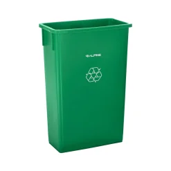 Polypropylene Recycling Bin with Swing Lid and Dolly, 23-Gallon, Green (ALP477-GRN1-PKD)<Alpine Industries New