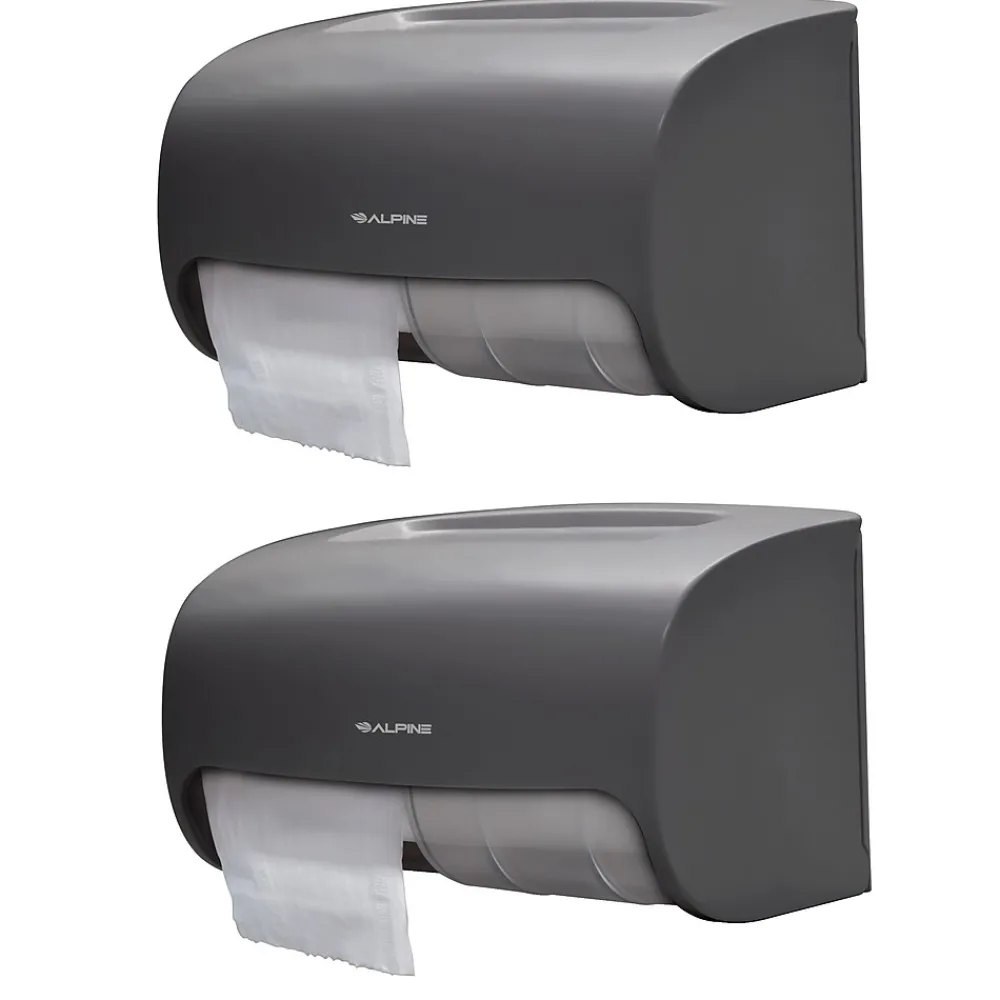 Side-by-Side Double Roll Toilet Tissue Dispenser, Gray, 2/Pack (452-GRY-2PK)<Alpine Industries Online