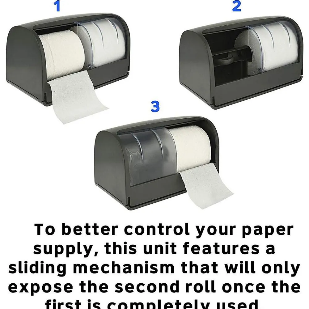 Side-by-Side Double Roll Toilet Tissue Dispenser, Gray, 2/Pack (452-GRY-2PK)<Alpine Industries Online