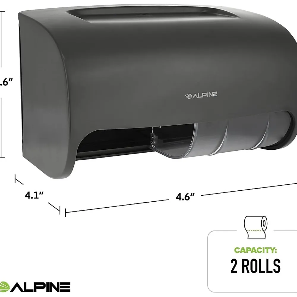Side-by-Side Double Roll Toilet Tissue Dispenser, Gray, 2/Pack (452-GRY-2PK)<Alpine Industries Online