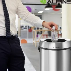 Stainless Steel Indoor Trash Can, 17 Gallon, Silver (470-65L)<Alpine Industries Outlet