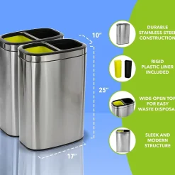 Stainless Steel Indoor Trash Can, 10.5 Gallon, Silver (470-R-40L)<Alpine Industries Discount