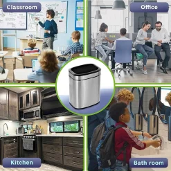 Stainless Steel Indoor Trash Can with Liner, 2.6 Gallon, Silver (470-10L)<Alpine Industries New