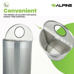 Stainless Steel Perforated Half Round Trash Can, 12 Gallon, (ALP438-12HR-SS)<Alpine Industries Online