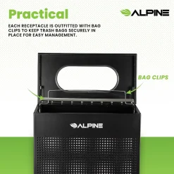 Stainless Steel Trash Can, 13 Gallon, Black (ALP438-13-BLK)<Alpine Industries New