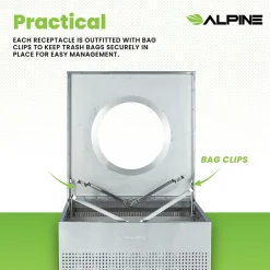 Stainless Steel Trash Can, 40 Gallon, Silver (ALP438-40-SS-MK)<Alpine Industries Discount