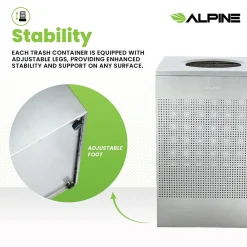 Stainless Steel Trash Can, 40 Gallon, Silver (ALP438-40-SS-MK)<Alpine Industries Discount
