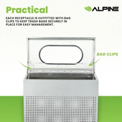 Stainless Steel Trash Can, 13 Gallon, Silver (ALP438-13-SS)<Alpine Industries Best