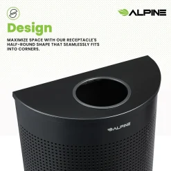 Stainless Steel Trash Can, 12 Gallon, Black (ALP438-12HR-BLK)<Alpine Industries