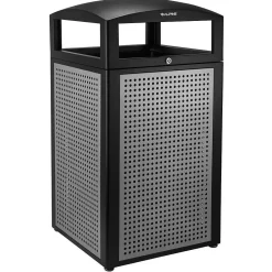 Steel Outdoor Commercial Trash Can with Ashtray Lid, 40 Gallon, (472-40-SIL)<Alpine Industries Online