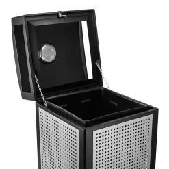 Steel Outdoor Commercial Trash Can with Ashtray Lid, 40 Gallon, (472-40-SIL)<Alpine Industries Online