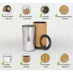 Steel Outdoor Trash Can with Open Lid, 32 Gallon, Cedar/Black (ALP4400-01-CD)<Alpine Industries