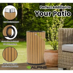 Steel Outdoor Trash Can with Open Lid, 32 Gallon, Cedar/Black (ALP4400-01-CD)<Alpine Industries
