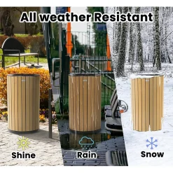 Steel Outdoor Trash Can with Open Lid, 32 Gallon, Cedar/Black (ALP4400-01-CD)<Alpine Industries