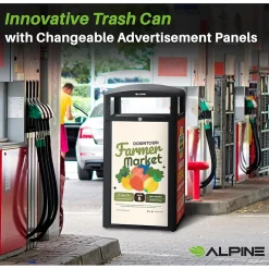 Steel Outdoor Trash Can with Covered Top Lid, 40-Gallon, Gray Stone (ALP471-40-GRYS-SGN)<Alpine Industries Hot