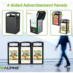 Steel Outdoor Trash Can with Covered Top Lid, 40-Gallon, Gray Stone (ALP471-40-GRYS-SGN)<Alpine Industries Hot