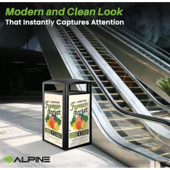 Steel Outdoor Trash Can with Covered Top Lid, 40-Gallon, Gray Stone (ALP471-40-GRYS-SGN)<Alpine Industries Hot