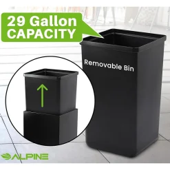 Steel Trash Can with Lid, 29-Gallon, Black (ALP4450-KIT-BLK-S-TR)<Alpine Industries Discount