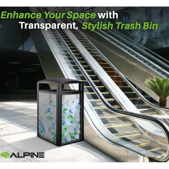Steel/PC Outdoor Trash Can with Dome Lid, 40 Gallon, Clear (471-40-CLR)<Alpine Industries New