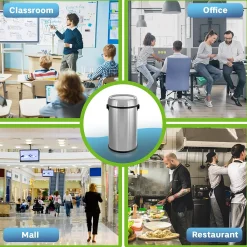 Three-Stream Trash/Compost/Recycling Station, 51-Gallon, Stainless Steel (ALP470-65L-1-R-T-CO)<Alpine Industries Clearance