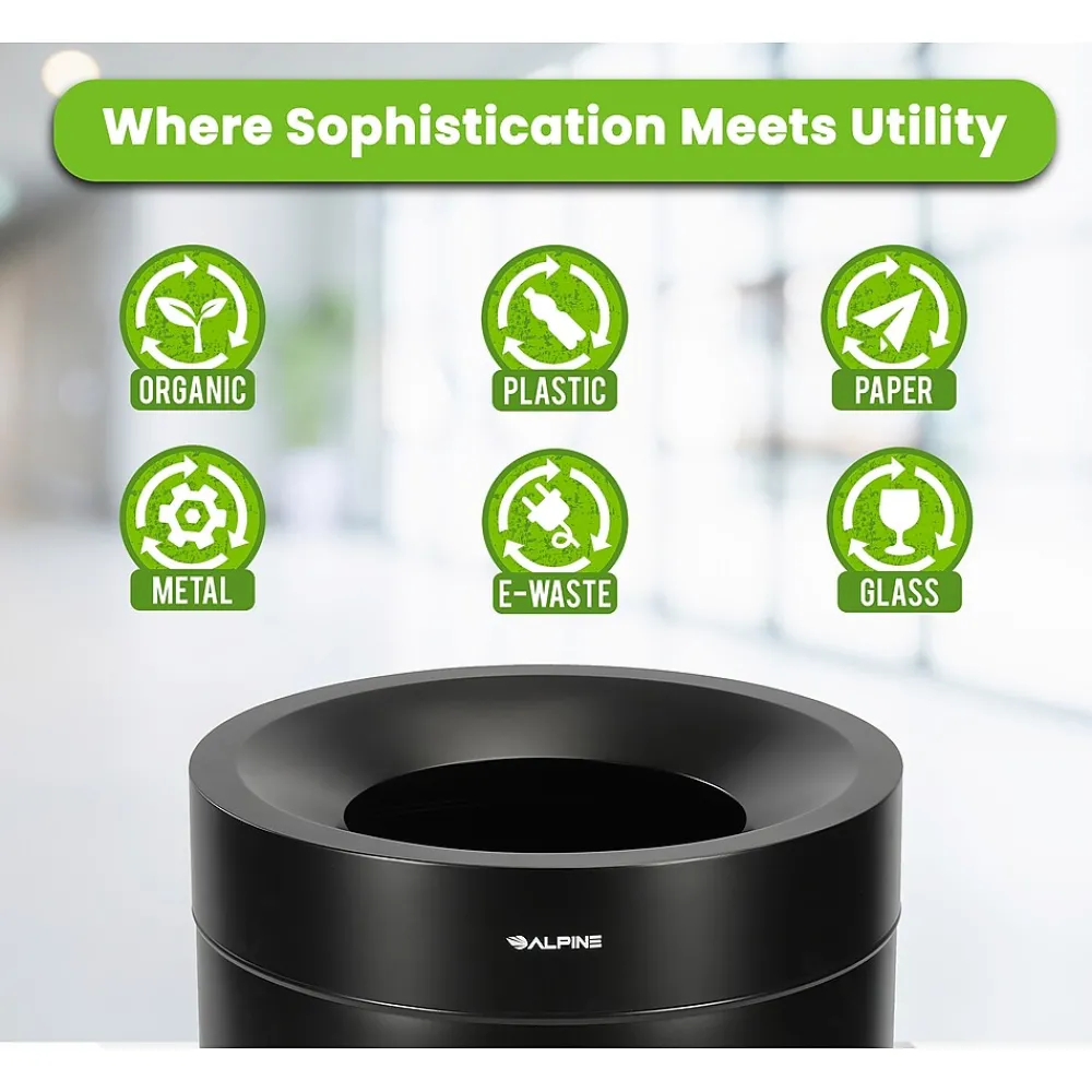 Alpine Stainless Steel Trash Can, 50-Gallon, Matte Black (ALP475-50-BLK)<Alpine Industries Hot