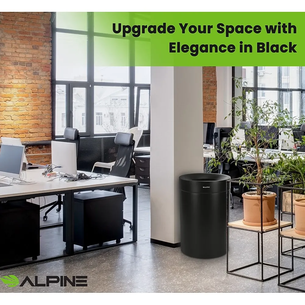 Alpine Stainless Steel Trash Can, 50-Gallon, Matte Black (ALP475-50-BLK)<Alpine Industries Hot