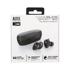 NanoBuds Sport 2.0 Wireless Ambient Sound Earbuds, Bluetooth, Black (MZX5201-BLK-STK-6)<Altec Lansing Online