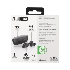 NanoBuds Sport 2.0 Wireless Ambient Sound Earbuds, Bluetooth, Black (MZX5201-BLK-STK-6)<Altec Lansing Online