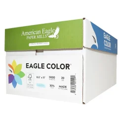 Copy Paper*American Eagle 30% Recycled Colored Paper, 20 lbs., 8.5" x 11", Blue, 500/Ream, 10 Reams/Carton (4768050)