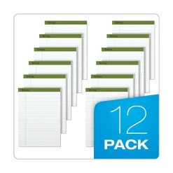 Notepads|Ampad Earthwise Notepads, 8.5" x 11.75", Wide Ruled, White, 50 Sheets/Pad, 12 Pads/Pack (TOP 20-172R)