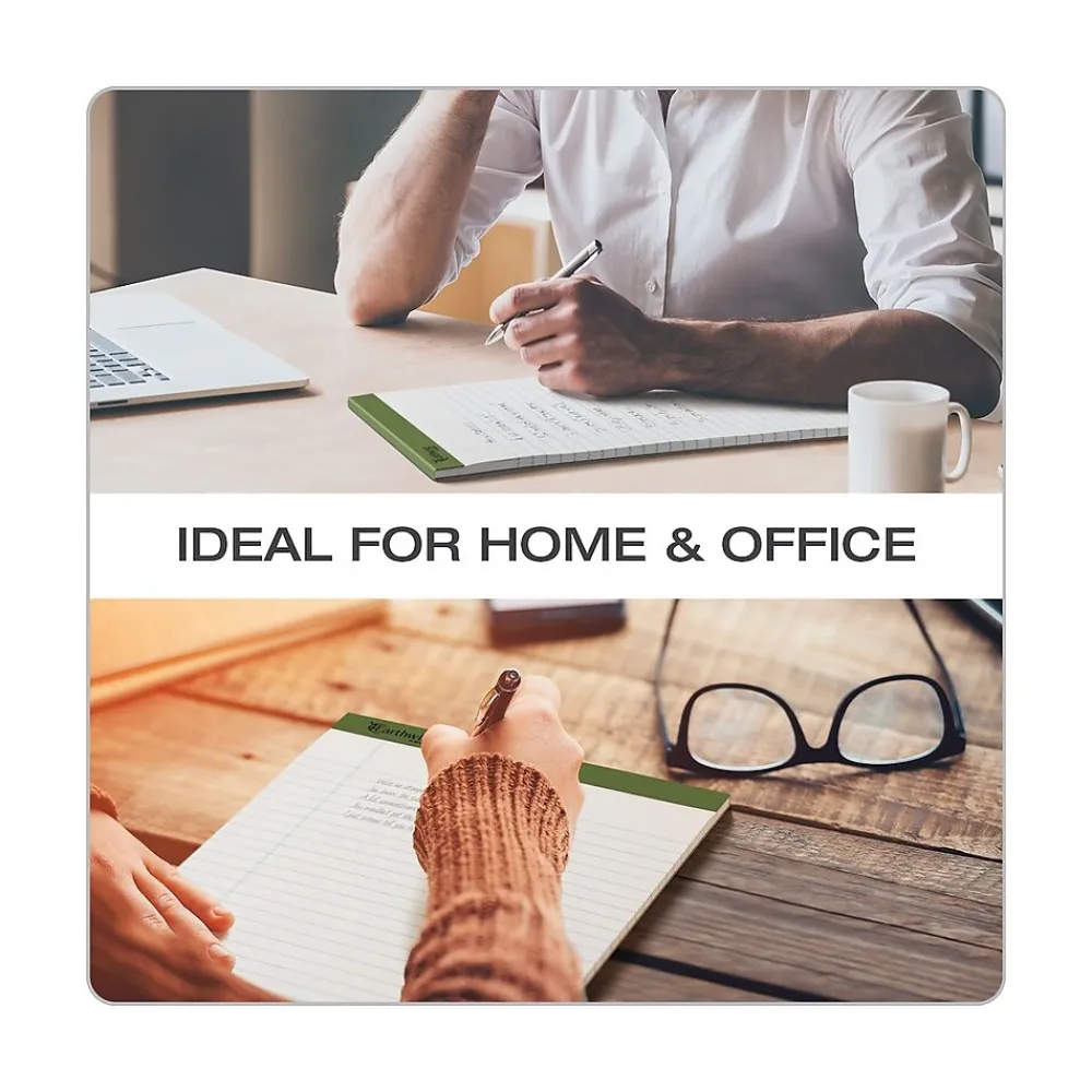 Notepads|Ampad Earthwise Notepads, 8.5" x 11.75", Wide Ruled, White, 50 Sheets/Pad, 12 Pads/Pack (TOP 20-172R)