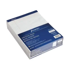 Notepads|Ampad Evidence Notepad, 8.5" x 11.75", Wide Ruled, White, 50 Sheets/Pad, 12 Pads/Pack (TOP20-170)