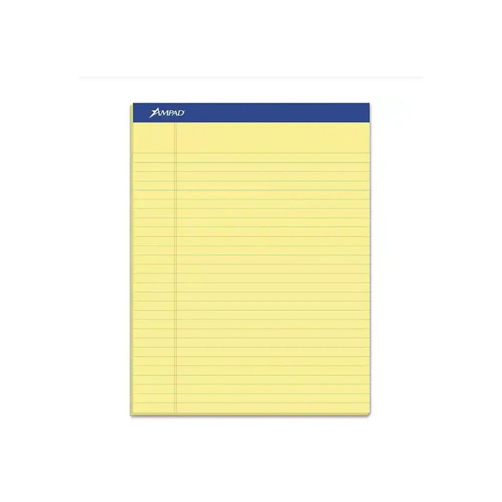 Notepads|Ampad Evidence Notepad, 8.5" x 11.75", Wide Ruled, Canary, 50 Sheets/Pad, 12 Pads (20-270)