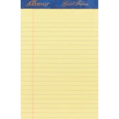 Notepads|Ampad Gold Fibre, 5" x 8", Canary, Perforated Notepad, Medium Ruled, 4/Pack
