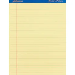 Notepads|Ampad Gold Fibre Notepad, 8.5" x 11.75", Wide Ruled, Canary, 50 Sheets/Pad, 12 Pads (20-064)