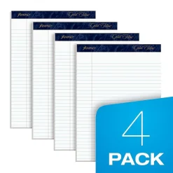 Notepads|Ampad Gold Fibre Notepads, 8.5" x 11.75", Wide Ruled, White, 50 Sheets/Pad, 4 Pads/Pack (TOP20-031R)