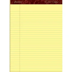 Notepads|Ampad Gold Fibre Notepads, 8.5" x 11.75", Wide Ruled, Canary, 50 Sheets/Pad, 4 Pads/Pack (TOP20-032R)