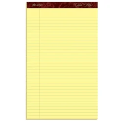 Notepads|Ampad Gold Fibre Notepads, 8.5" x 14", Wide Rule, Canary, 50 Sheets/Pad, 12 Pads/Pack (TOP 20-030R)