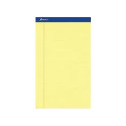 Notepads|Ampad Notepads, 8.5" x 14", Wide Ruled, Canary, 50 Sheets/Pad, 12 Pads/Pack (TOP 20-230)
