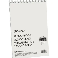 Notepads|Ampad Steno Books, 6" x 9", Gregg Ruled, Greentint, 80 Sheets/Pad, 72 Pads/Carton (25-274)