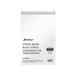 Notebooks|Ampad Steno Pad, 6" x 9", Gregg Ruled, White Cover, 80 Sheets/Pad (TOP25-274)