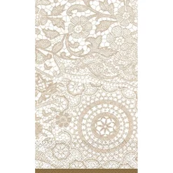Amscan Delicate Lace Guest Towel, 2-ply, Tan/White, 16 Napkins/Pack, 4/Pack (538523)