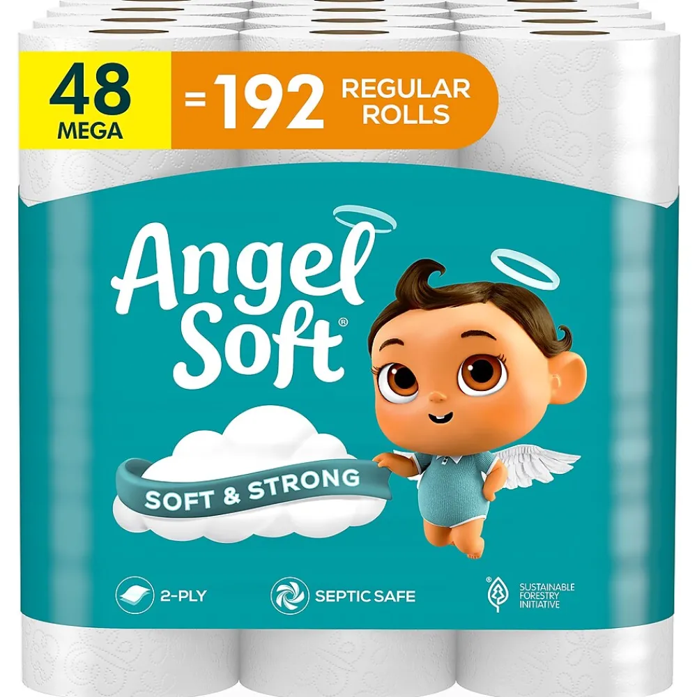 Mega Toilet Paper, 2-Ply, White, 320 Sheets/Roll, 48 Rolls/Pack (79403/50)<Angel Soft Discount